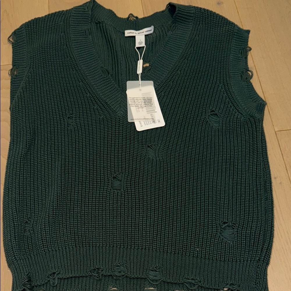 Autumn Cashmere Green Distressed Knit Top